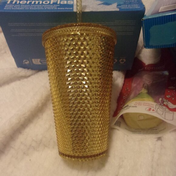 Starbucks Gold Grande Studded Tumbler new Rare 16 oz - Picture 2 of 3